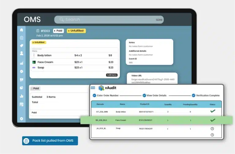 vAudit order verification Integration