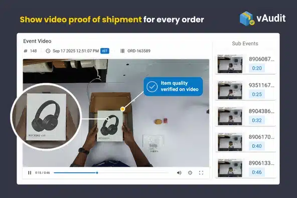 vAudit video proof of shipment