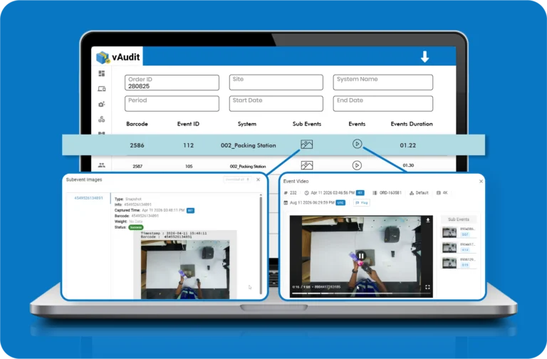 vAudit packing video and image storage